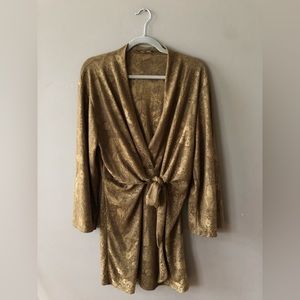 Gold/Olive Zara Wrap Dress Women’s Medium Floral Pattern